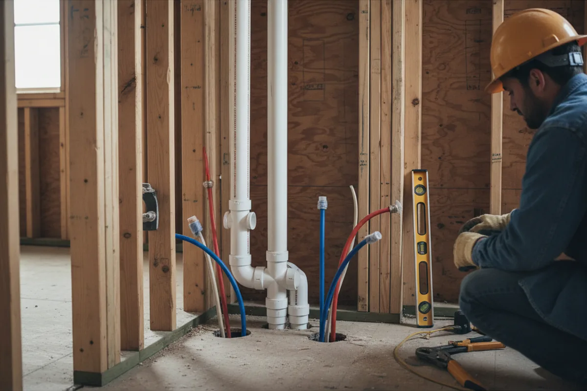 Drain and supply rough-in during Sump Pump Repair in Shade Gap