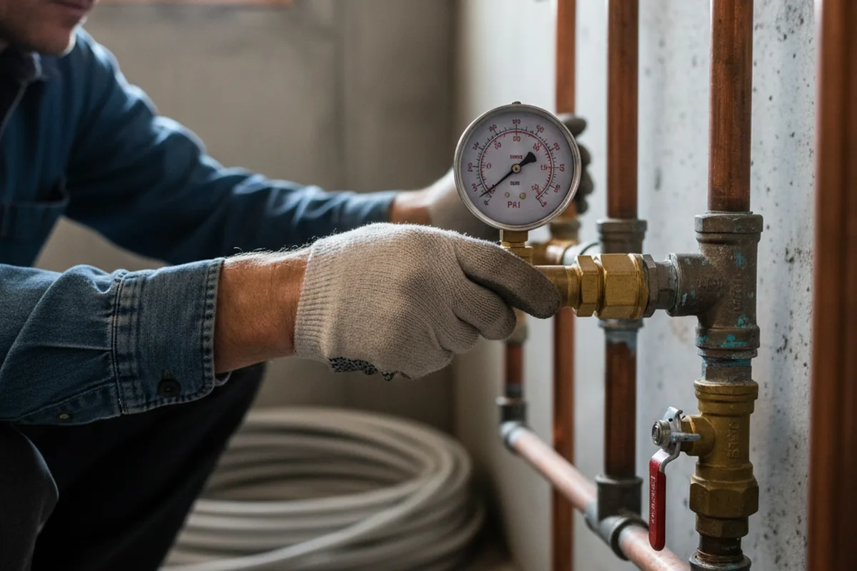 Pressure testing a repaired line during Water Line Repair in Shade Gap